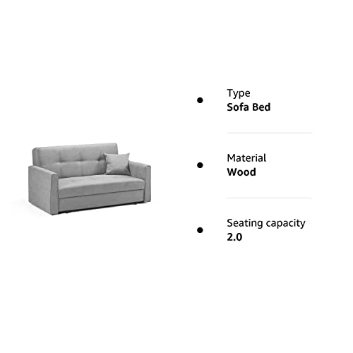 - Honeypot Sofabed \ Viva 2 Seater Sofabed with Storage | Grey Fabric Couch with Pull Out Double Sofabed | Setup Included -