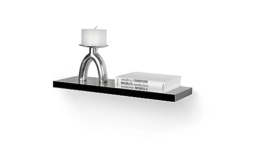 - Homme Concept | 110cm High Gloss Floating Shelves | Black Wall Shelf -