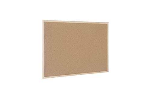 Bi-Office Basic Cork Board, Pine Wood Frame, 90 x 60 cm, brown