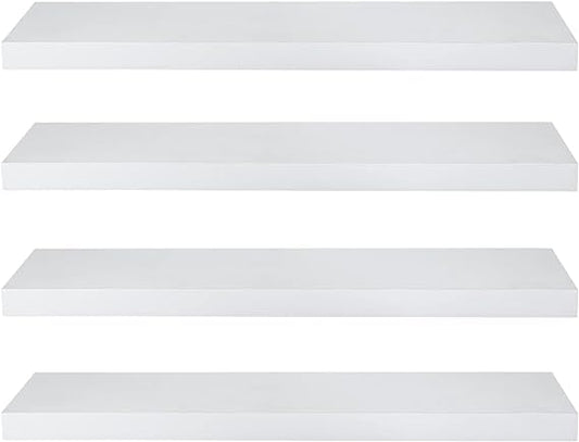 - eSituro Floating Shelves | Set of 4 Large White Wall Shelves -