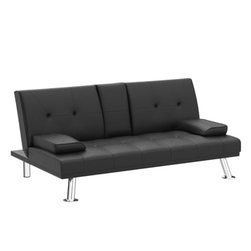 - Yaheetech Click Clack Sofa Bed Faux Leather 3 Seater Sofa Couch For Living Room/Spare Room.