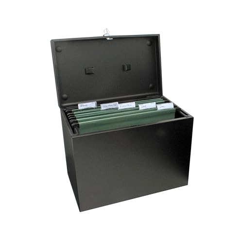 Cathedral Products A4 Steel File Box with Starter Pack of 5 Suspension Files - Black