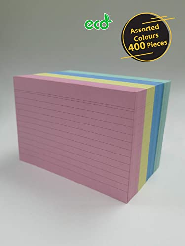 - Eastlight A6 Ruled Index Record Card | Assorted Colours | Pack of 400 -