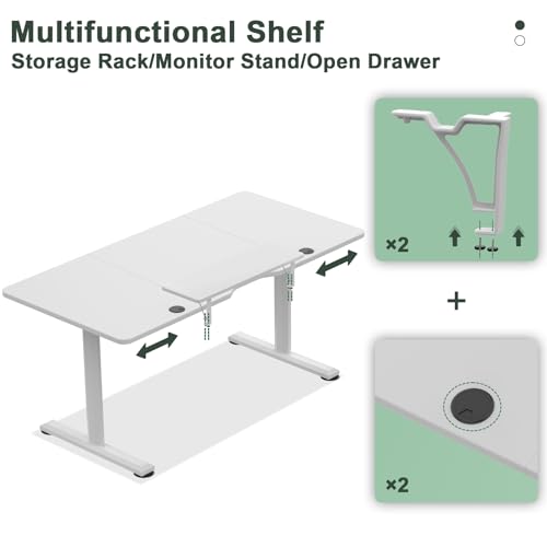 - TRIUMPHKEY | 120x60cm Height Adjustable Standing Desk | Monitor Shelves | Storage Desk -