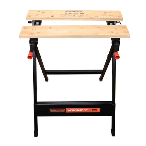 BLACK+DECKER Workmate, Work Bench Tool Stand Saw Horse Dual Clamping Crank, Heavy Duty Steel Frame, WM301