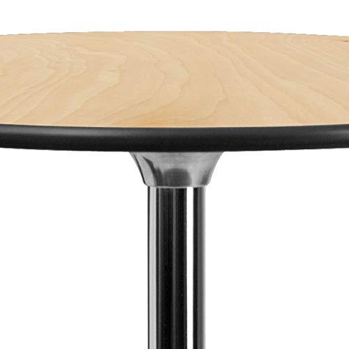 - Flash Furniture Round Wood Cocktail Table | 30'' and 42'' Columns | Birchwood Chrome Steel | Schwarz -