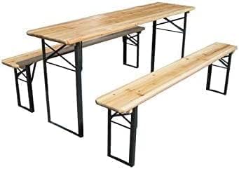 - FEFE Large 3 Piece Wooden Folding Picnic Beer Table -