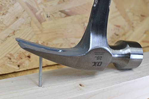 - OX OX-P082328 | Straight Claw Framing Hammer | Smooth Face | 28 Oz -