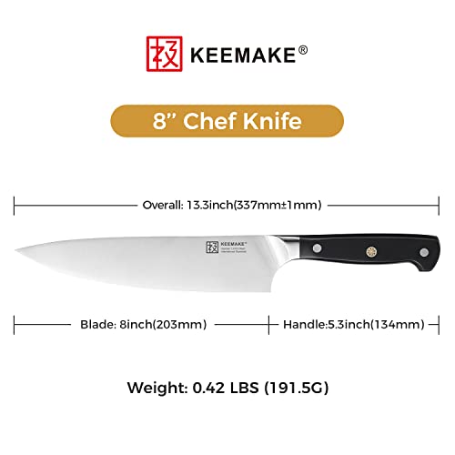 - KEEMAKE Chef Knife | 8 Inch | Professional Kitchen Knife With High Carbon German Stainless Steel 1.4116 Blade -