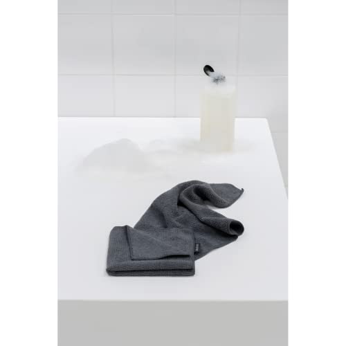 Brabantia 118029 Microfibre Cleaning Cloths (x 2), Machine Washable, Dark Grey