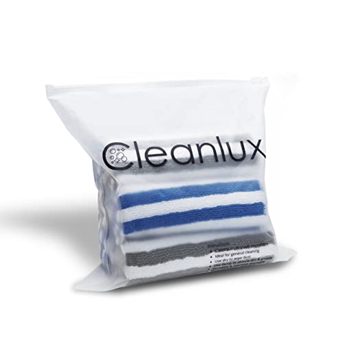 CLEANLUX Microfibre Cleaning Cloths - Commercial Grade 12 Pack 300GSM - 32 x 32cm - Multi Purpose Lint Free Cloth, Washable & Reusable Kitchen Bathroom Car Cloths Microfiber Home (Pack 12)
