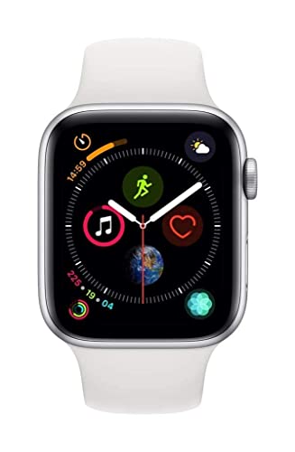 Apple Watch Series 4 (GPS,44mm) - Silver Aluminium Case with White Sport Band (Renewed)