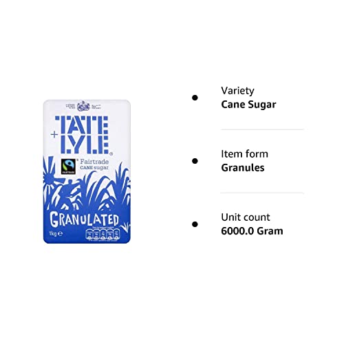- Tate & Lyle Fairtrade Granulated Pure Cane Sugar | 1Kg | Pack of 6 -