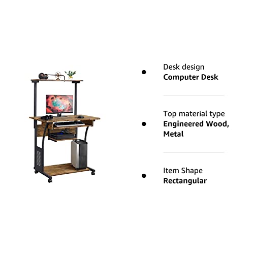 - Yaheetech 3 Tier Computer Desk with Printer Shelf and Keyboard Tray ForHome Office.
