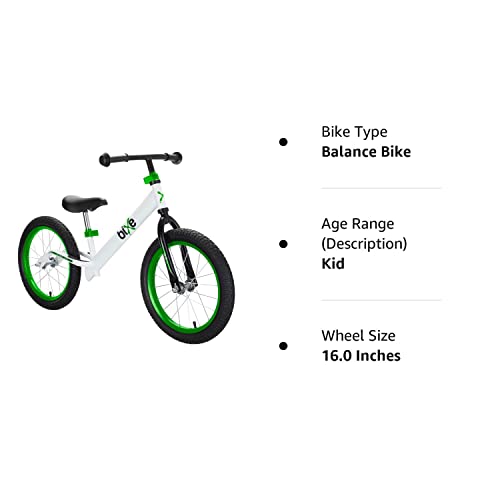 Bixe Aluminum Balance Bike for 5-9 Year Old Toddlers - 16 inch or 40.6 cm Wheels - No Pedal Kids' Training Bikes - Lightweight Bicycle for 5+ Boy or Girl - Green