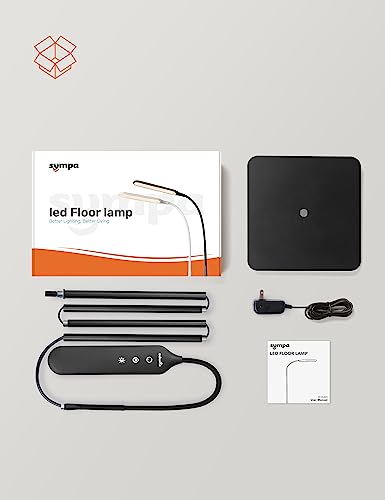 - Sympa LED Floor Lamp | Dimmable Standing Tall Pole Light | 4 Color Temperatures, 4 Brightness Levels | Touch Control | Black -