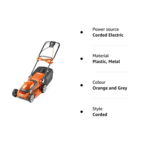- Flymo EasiStore 340R Electric Rotary Lawn Mower | 34 cm Cutting Width | 35 Litre Grass Box | Close Edge Cutting | Rear Roller | Central Height Adjust -