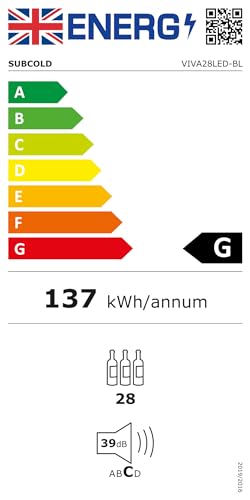 - Subcold Viva28 LED | Under-Counter Wine Fridge Black | 3-18°C | Wine Cooler -