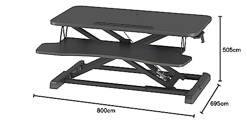 BONTEC Standing 32inch/800mm Desk Converter, Height Adjustable Dual Tiered Computer Workstation, Ergonomic Sit Standing Converter with Platform for PC Computer Screen, Keyboard, Laptop up to 15kg