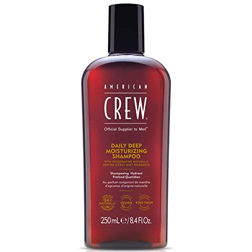 American Crew Daily Deep Moisturising Shampoo, Vegan & Silicone Free (250ml) to Nourish & Detangle Hair, Normal & Dry Hair, Formulated for Men