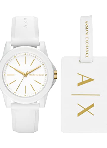 Armani Exchange Watch for Women, Three Hand Movement, 40 mm White Nylon Case with a Silicone Strap, AX7126