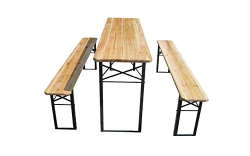 - Large 3 Piece Wooden Folding Picnic Beer Table | Dining Table Set For Camping Or BBQ -