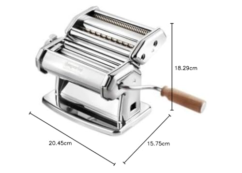 - Imperia Italian Double Cutter Pasta Machine | Homemade Pasta Maker with Detachable Wooden Handle | Adjustable Dial with Six Thickness Settings -