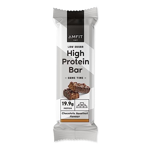 Amazon Brand - Amfit Nutrition Low Sugar High Protein Bars, Chocolate Hazelnut Flavour, 60g, Pack of 12