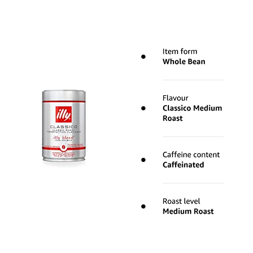 - illy Coffee | Classico Coffee Beans | Medium Roast |100% Arabica Coffee Beans | 250g -