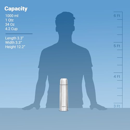 - Milton Vacuum Flask for Hot Drink 1 Litre (34 oz) | Stainless Steel Double Walled Insulated Water Bottle -