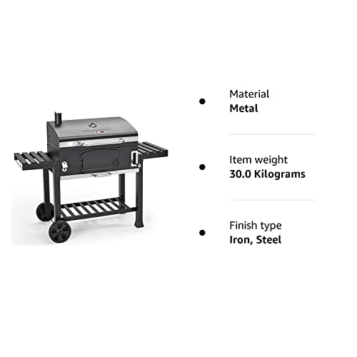 CosmoGrill Outdoor XXL Smoker Barbecue Charcoal Portable BBQ with Lid Cover, Adjustable Grill and Built-in Temperature Gauge, for Home Garden Party Cooking