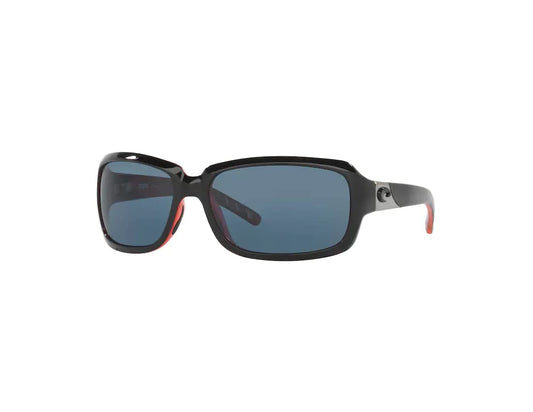 Costa Del Mar Isabela 6S9043 Pillow Sunglasses for Women + BUNDLE With Designer iWear Complimentary Eyewear Kit, 32 Black Coral / Gray 580p Plastic Polarized