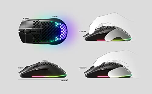 - SteelSeries Aerox 3 Wireless | Holey RGB Gaming Mouse | Ultra-lightweight Water Resistant Design -