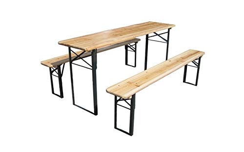 - Large 3 Piece Wooden Folding Picnic Beer Table | Dining Table Set For Camping Or BBQ -
