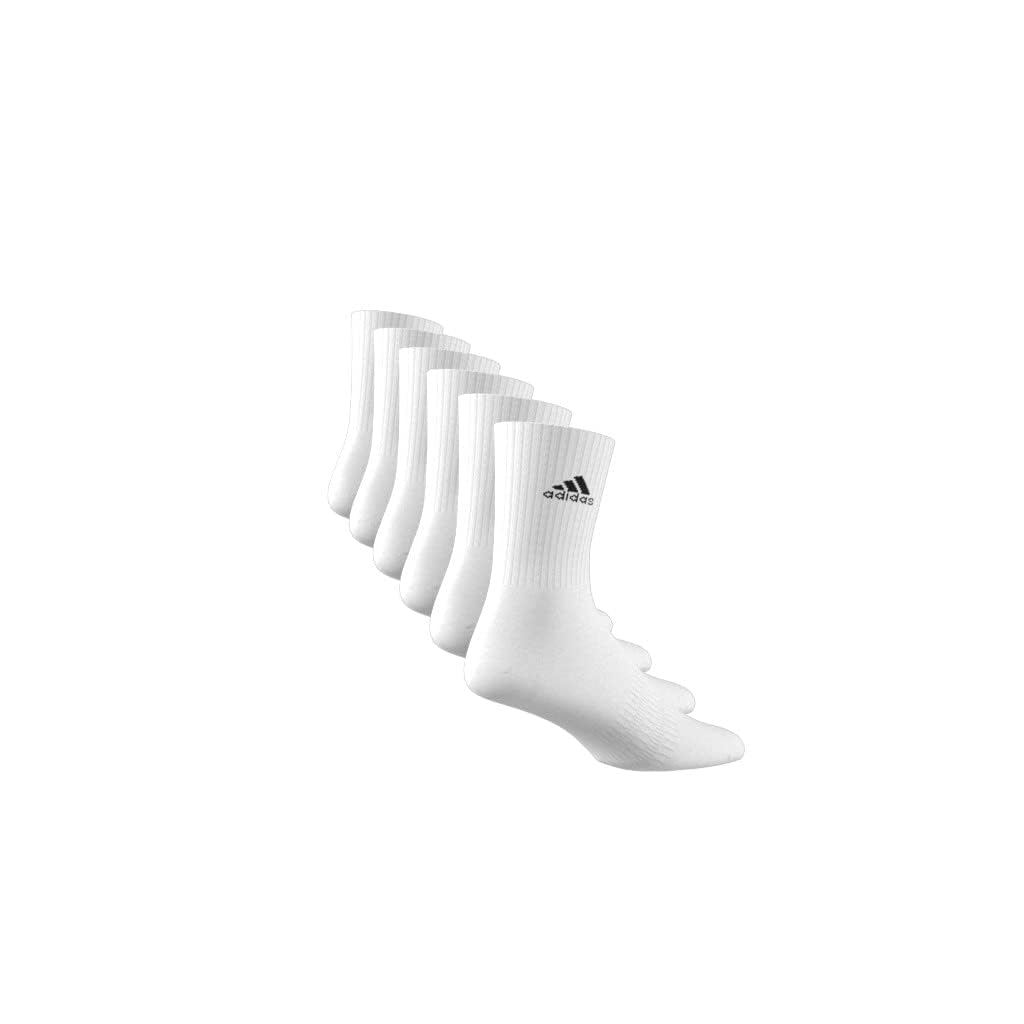 adidas Unisex Cushioned Sportswear Crew Socks 6 Pairs Crew Socks, White / Black, 13-14.5