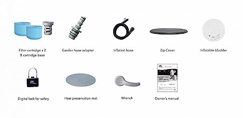 - MSpa Inflatable Hot Tub | Luxury Camaro Premium Series | Bubble Portable | 4 Person Round Spa -