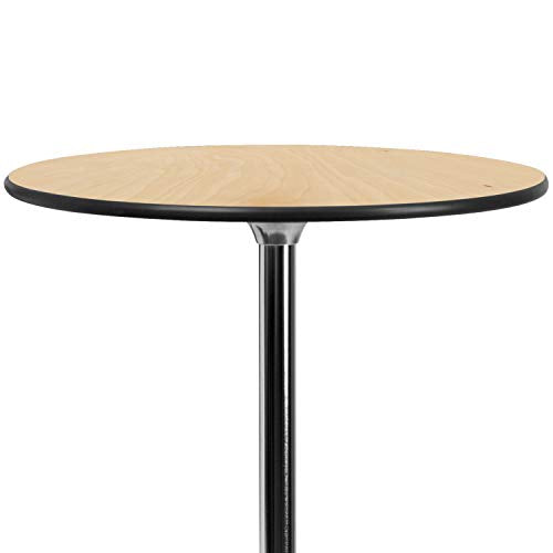 - Flash Furniture Round Wood Cocktail Table | 30'' and 42'' Columns | Birchwood Chrome Steel | Schwarz -