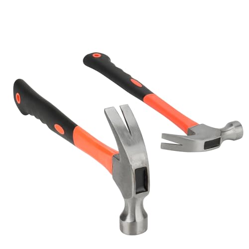 - KEILEOHO 2 Piece Claw Hammer Set | 8oz 24oz Steel Hammer with Non Slip Handle -