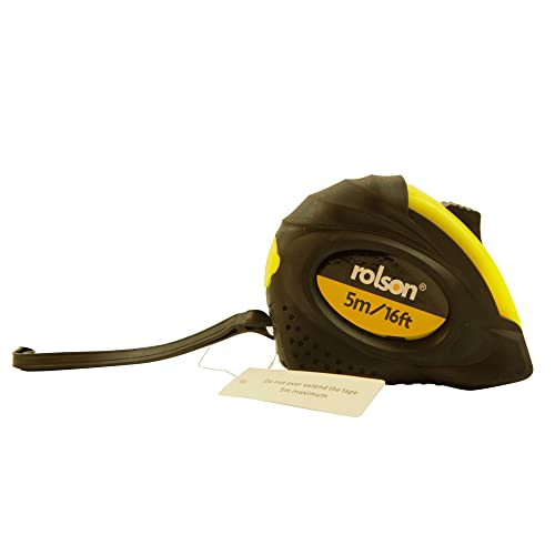 - Rolson 50535 | 5 m x 19 mm | Tape Measure | Yellow & Black -