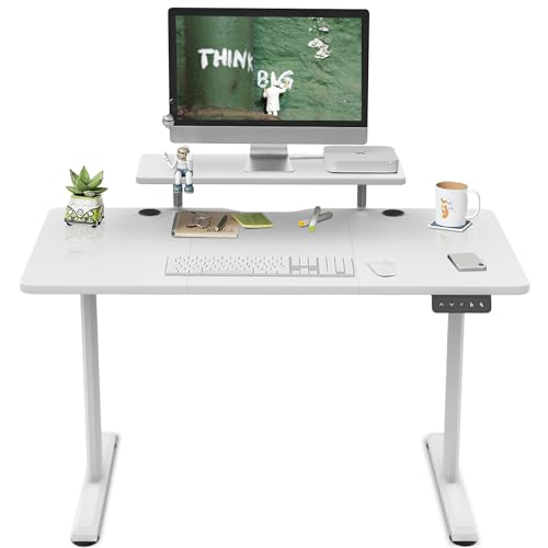 - TRIUMPHKEY | 120x60cm Height Adjustable Standing Desk | Monitor Shelves | Storage Desk -