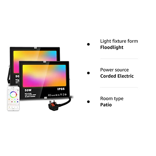 - Lighting master LED Floodlight 500W Equivalent 5000LM | Smart RGB Flood Lights Outdoor with APP Control | Colour Changing -