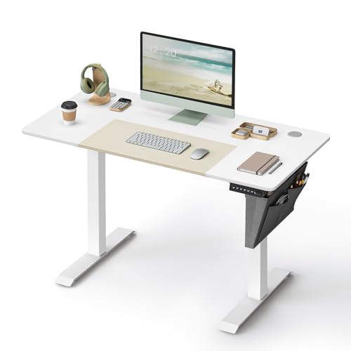 - SONGMICS Electric Standing Desk | Height Adjustable Desk | 60 x 120 x (72-120) cm | White and Beige LSD015W11 -