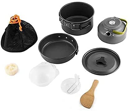 - Qtiwe 10-Piece Cookware Kit | Picnic Pots Cookware Camping Set -
