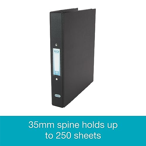 - Elba 5 Black Ring Binders A4 | 2 Ring, Plastic, 5 Folders 40mm -