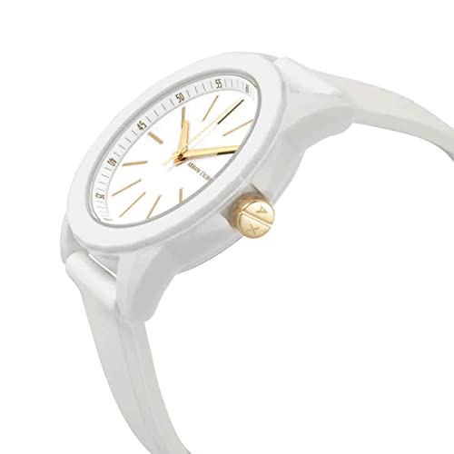 Armani Exchange Watch for Women, Three Hand Movement, 40 mm White Nylon Case with a Silicone Strap, AX7126