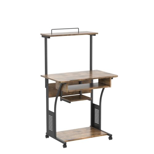 - Yaheetech 3 Tier Computer Desk with Printer Shelf and Keyboard Tray ForHome Office.