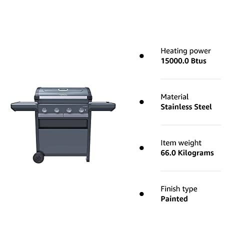 Campingaz Gas BBQ 4 Series Select S, Barbecue Gas Grill with 4 Stainless Steel Burners, 1 Side Burner, Lid with Thermometer, InstaClean Aqua, Culinary Modular System, 13.6kW
