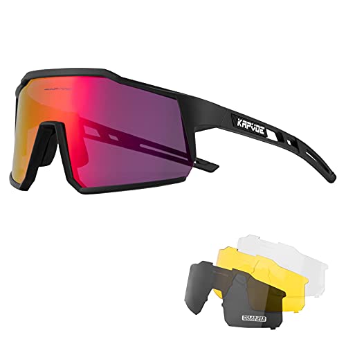 - KAPVOE Polarized Cycling Glasses With 4 Interchangeable Lenses -