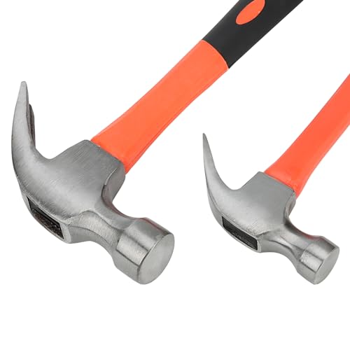 - KEILEOHO 2 Piece Claw Hammer Set | 8oz 24oz Steel Hammer with Non Slip Handle -