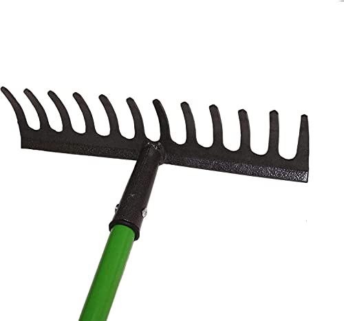 - Rightclick Garden Rake | Heavy Duty | 12 Teeth Carbon Steel Rake For Gardening |  Soft Grip | 32 x 120cm -